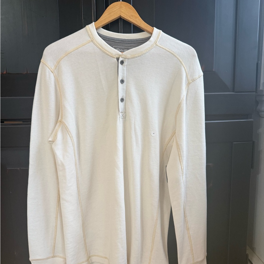 Eddie Bauer Cream Long Sleeve Henley Shirt